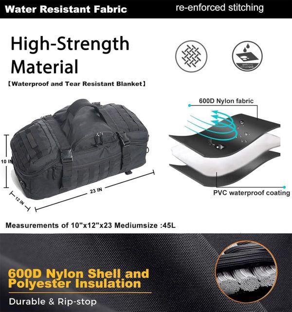 Gym Bag Duffle Bags Backpack - Travel Weekender Bag for Men Women Workout Bag for Military,Sports,Overnight,Basketball,Tactical,Football,Waterproof & Tear Resistant - Image 6