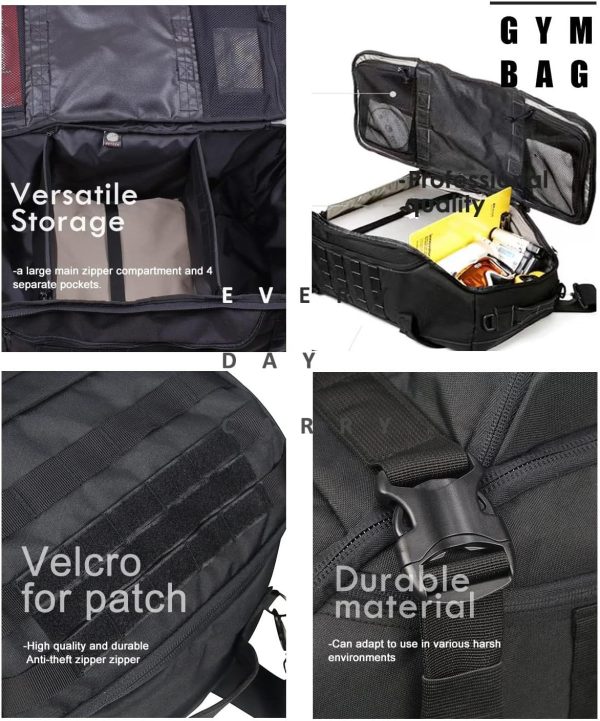 Gym Bag Duffle Bags Backpack - Travel Weekender Bag for Men Women Workout Bag for Military,Sports,Overnight,Basketball,Tactical,Football,Waterproof & Tear Resistant - Image 8