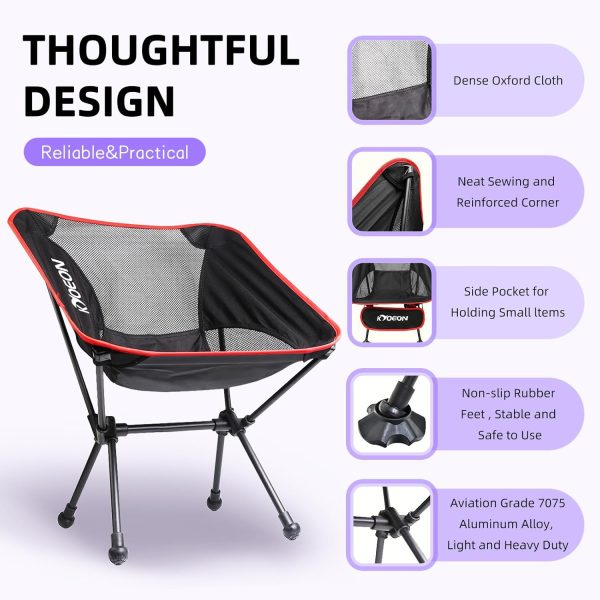 Portable Camping Chair, Ultralight Durable Foldable Chair for Outdoor Camp,Travel, Beach, Picnic, Garden, Sport Sturdy Frame, Comfortable Collapsible Lawn Chair, Supports 330Lbs - Image 4