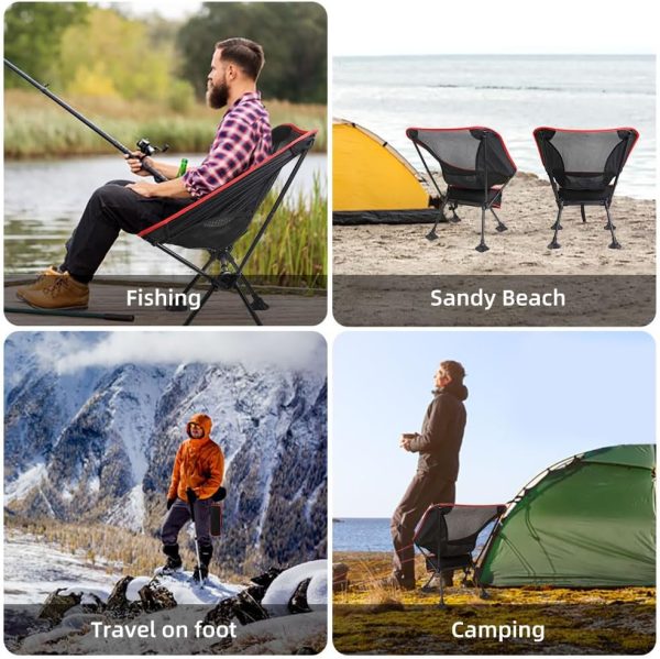 Portable Camping Chair, Ultralight Durable Foldable Chair for Outdoor Camp,Travel, Beach, Picnic, Garden, Sport Sturdy Frame, Comfortable Collapsible Lawn Chair, Supports 330Lbs - Image 7
